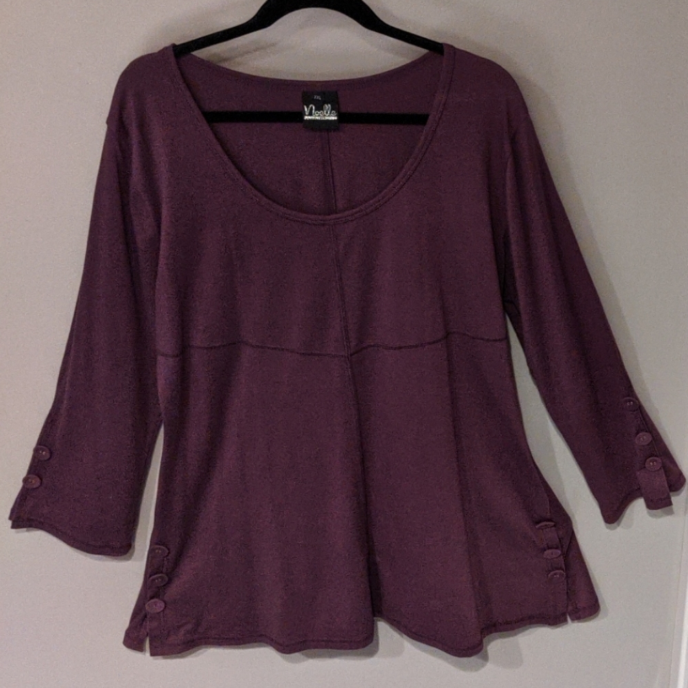 Top/tunic - purple color with big button detail